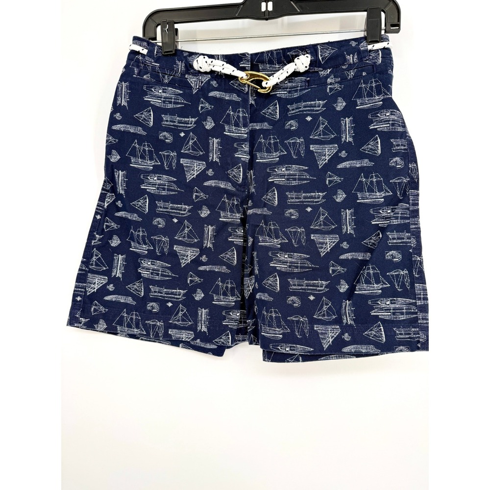 Lauren Ralph Lauren Nautical Rope Belt Shorts Sz 4 Navy‎ Sailboat Coastal Preppy